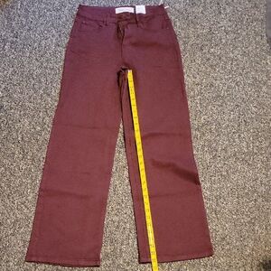 Tribal Women's Burgundy Jeans WIDE HIGH RISE HUGGING BROOKE Size 2